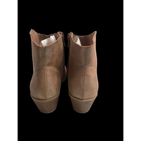 TIME &‎ TRU Shiny Zipper Booties Size 8 Brown - Picture 11 of 12